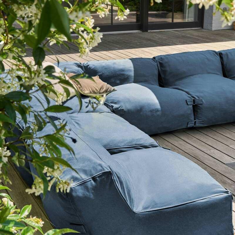 Salon de jardin modulable avec 5 chauffeuses, 1 fauteuil d'angle, 1 méridienne et 1 pouf  (6/7)