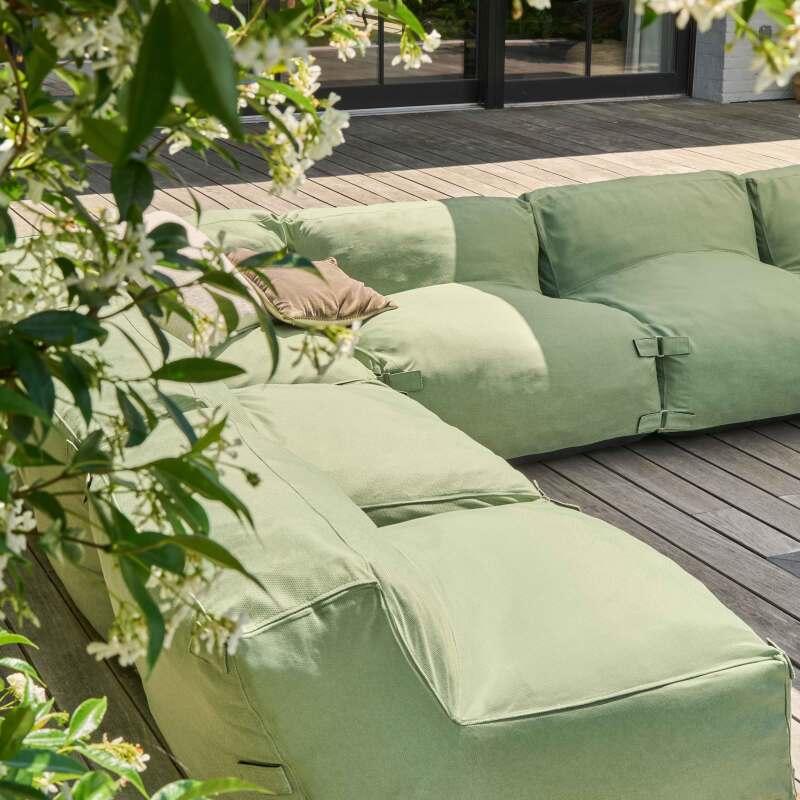 Salon de jardin modulable avec 5 chauffeuses, 1 fauteuil d'angle, 1 méridienne et 1 pouf  (6/7)