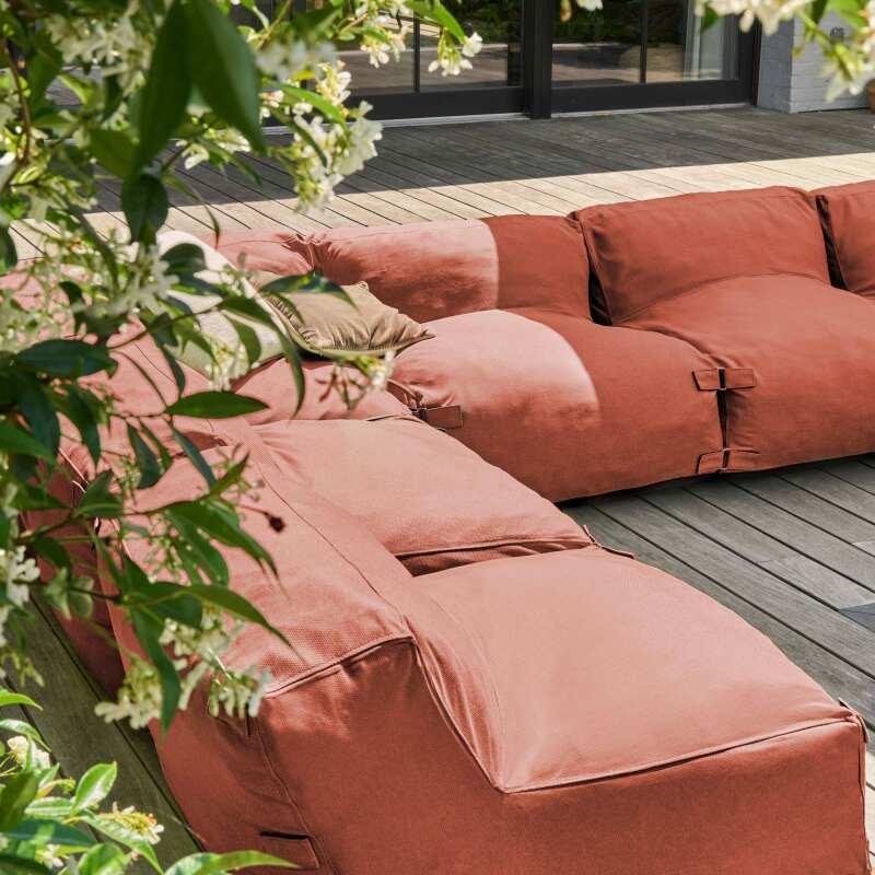 Salon de jardin modulable avec 5 chauffeuses, 1 fauteuil d'angle, 1 méridienne et 1 pouf  (6/7)