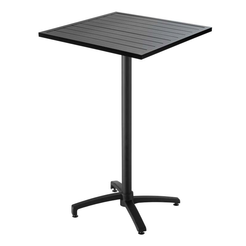 Table de jardin haute 60 x 60 cm grise et 2 chaises hautes en aluminium