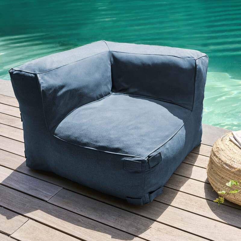 Salon de jardin modulable avec 2 chauffeuses, 2 fauteuils d'angle et 1 pouf