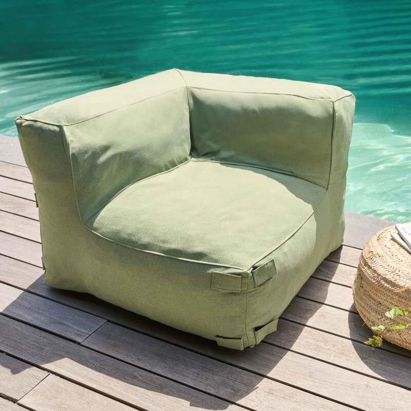 Salon de jardin modulable avec 2 chauffeuses, 2 fauteuils d'angle et 1 pouf (3/6)