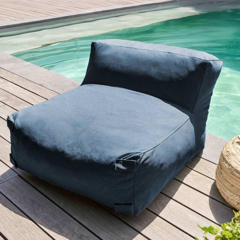 Salon de jardin modulable avec 2 chauffeuses, 2 fauteuils d'angle et 1 pouf