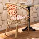 Chaise de jardin style bistrot parisien en aluminium et rotin synthétique avec accoudoirs