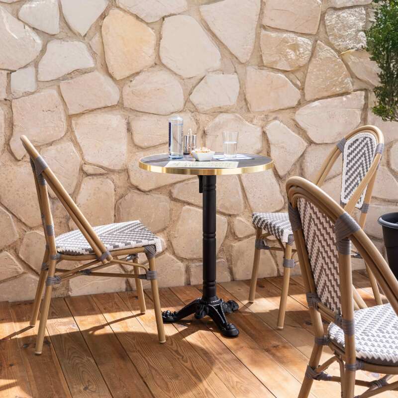 Chaise de jardin style bistrot parisien en aluminium et rotin synthétique (2/7)