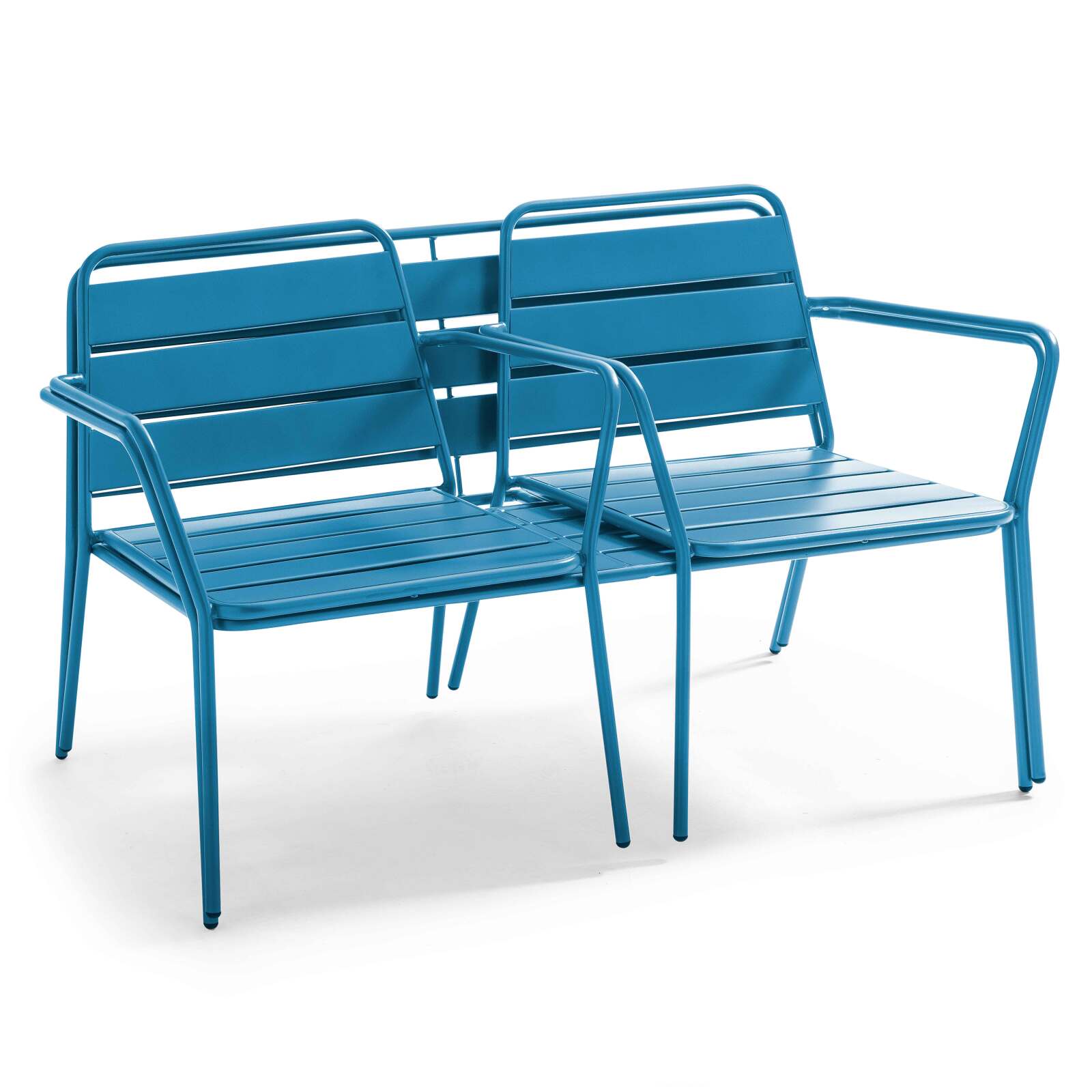 Salon de jardin en métal avec 2 fauteuils et 1 banc