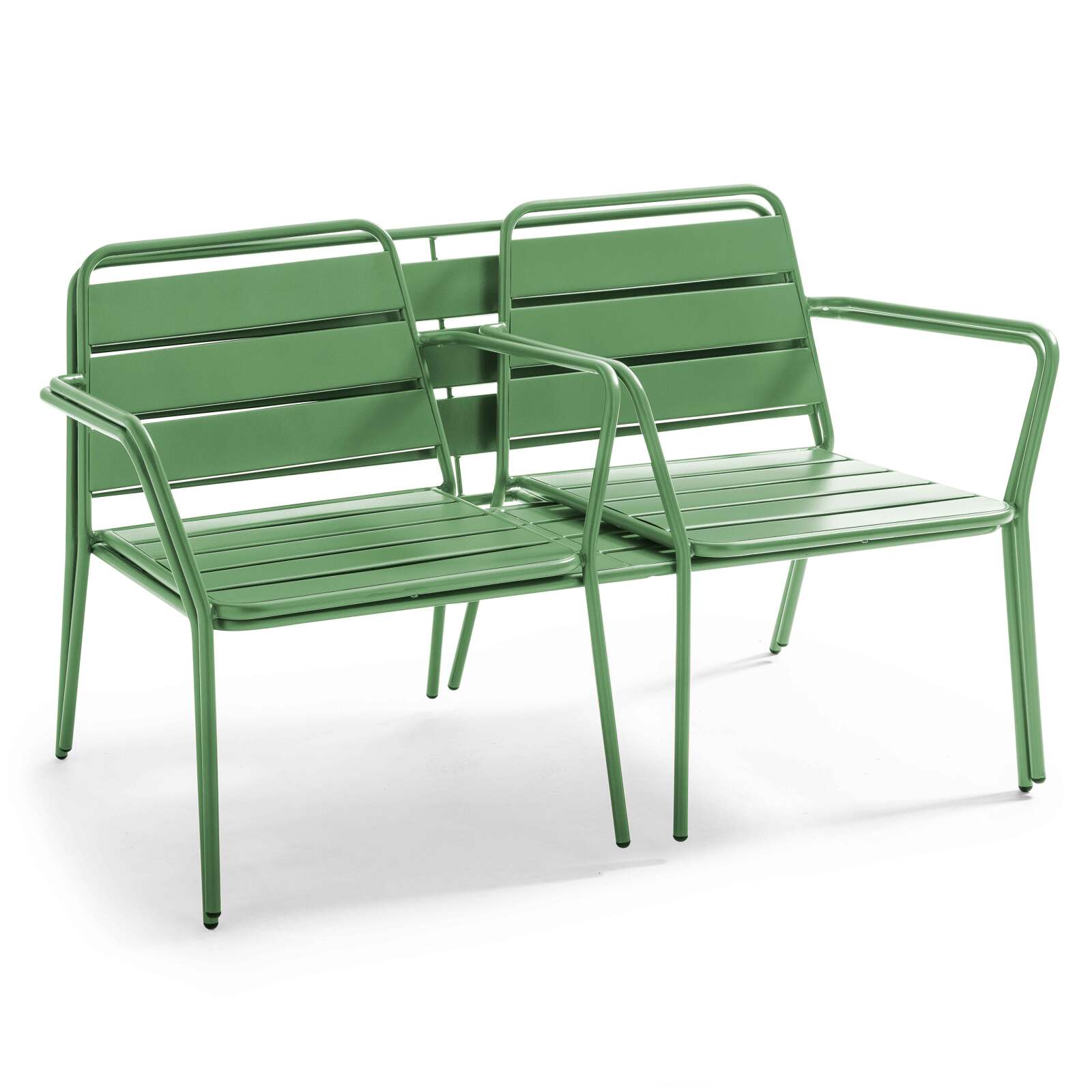 Salon de jardin en métal avec 2 fauteuils et 1 banc