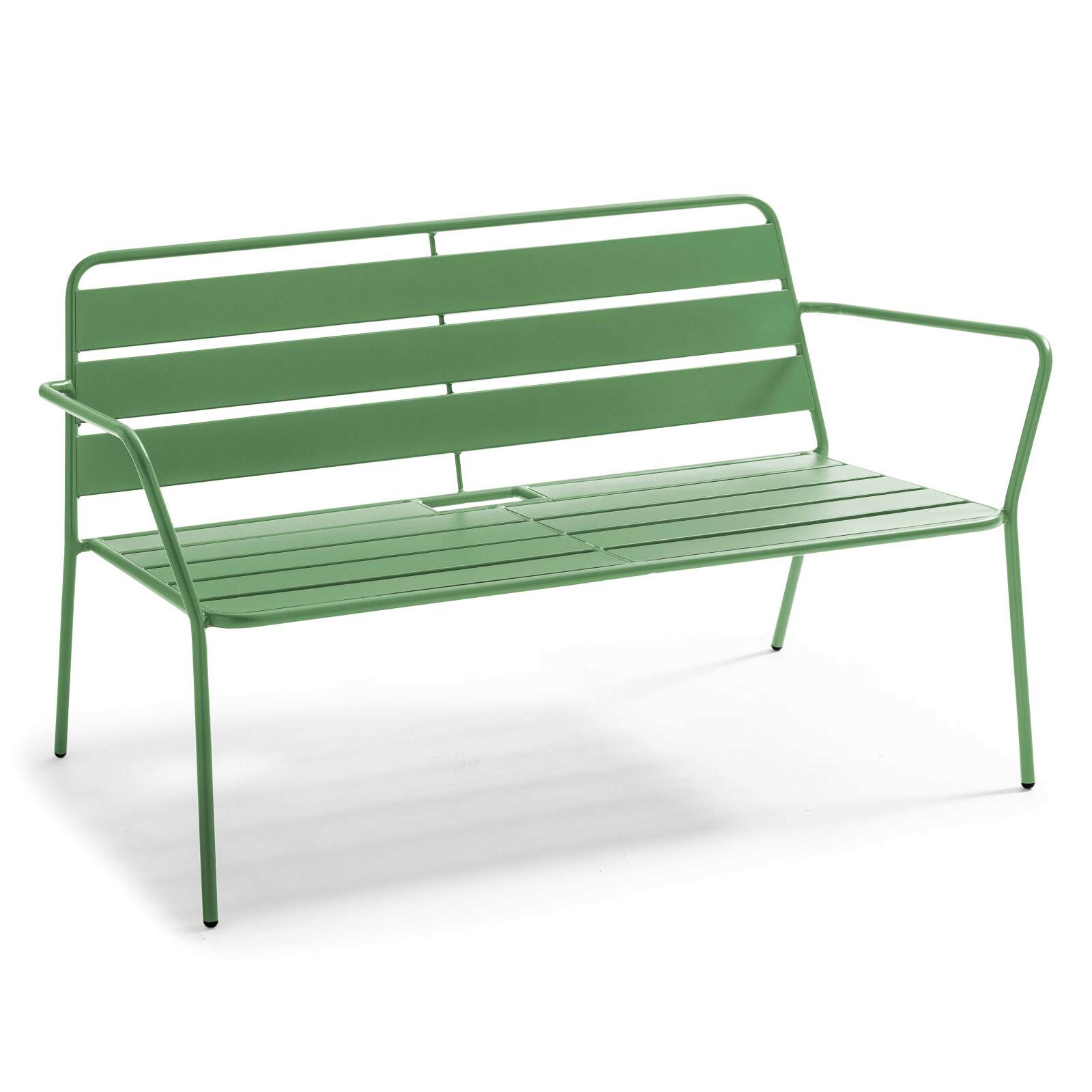 Salon de jardin en métal avec 2 fauteuils et 1 banc