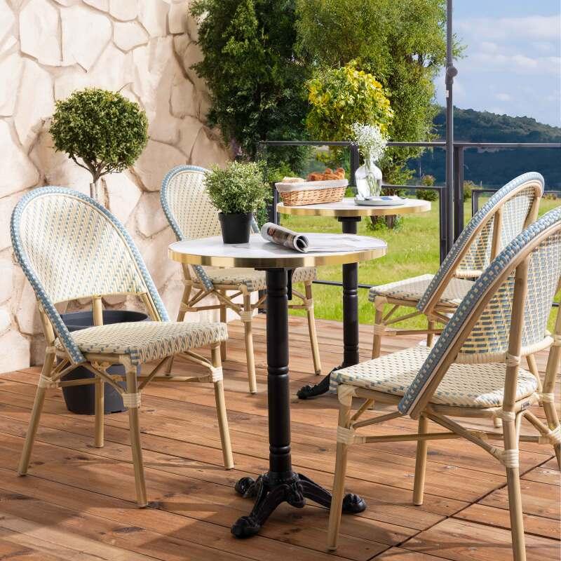 Chaise de jardin style bistrot parisien en aluminium et rotin synthétique