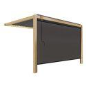 Pergola bioclimatique adossée 4x3m en aluminium décor bois avec 1 store