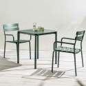 Table de jardin carrée en aluminium 70x70 cm et 2 chaises avec accoudoirs - Ambiance