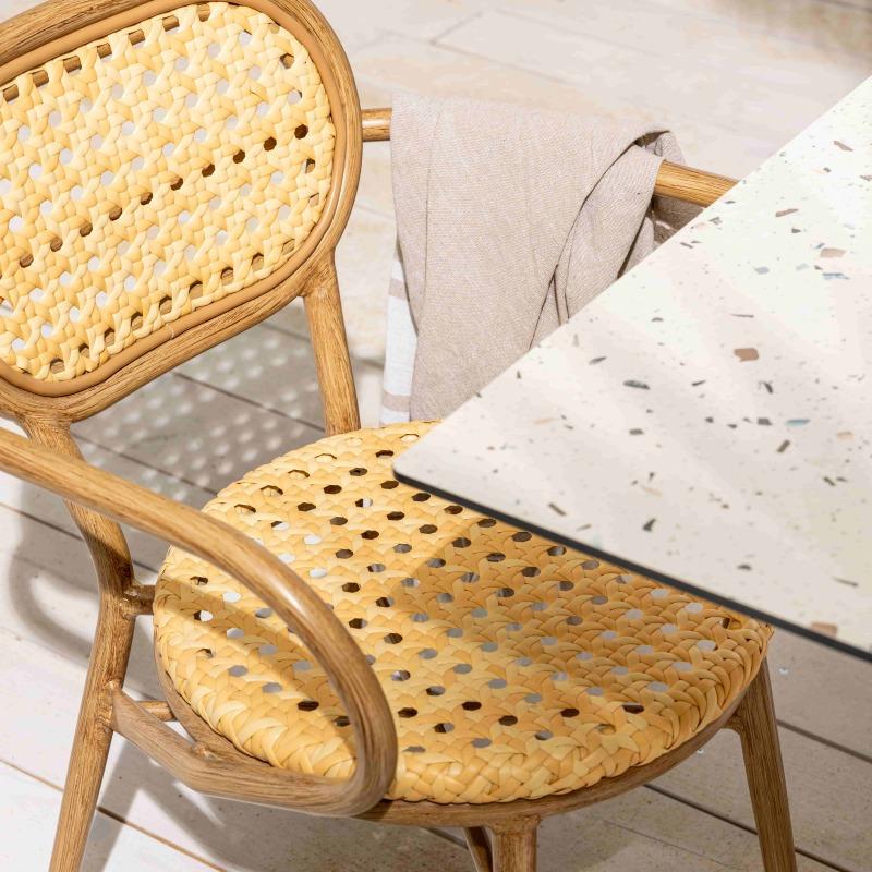 Chaise de jardin en aluminium et rotin synthétique avec accoudoirs