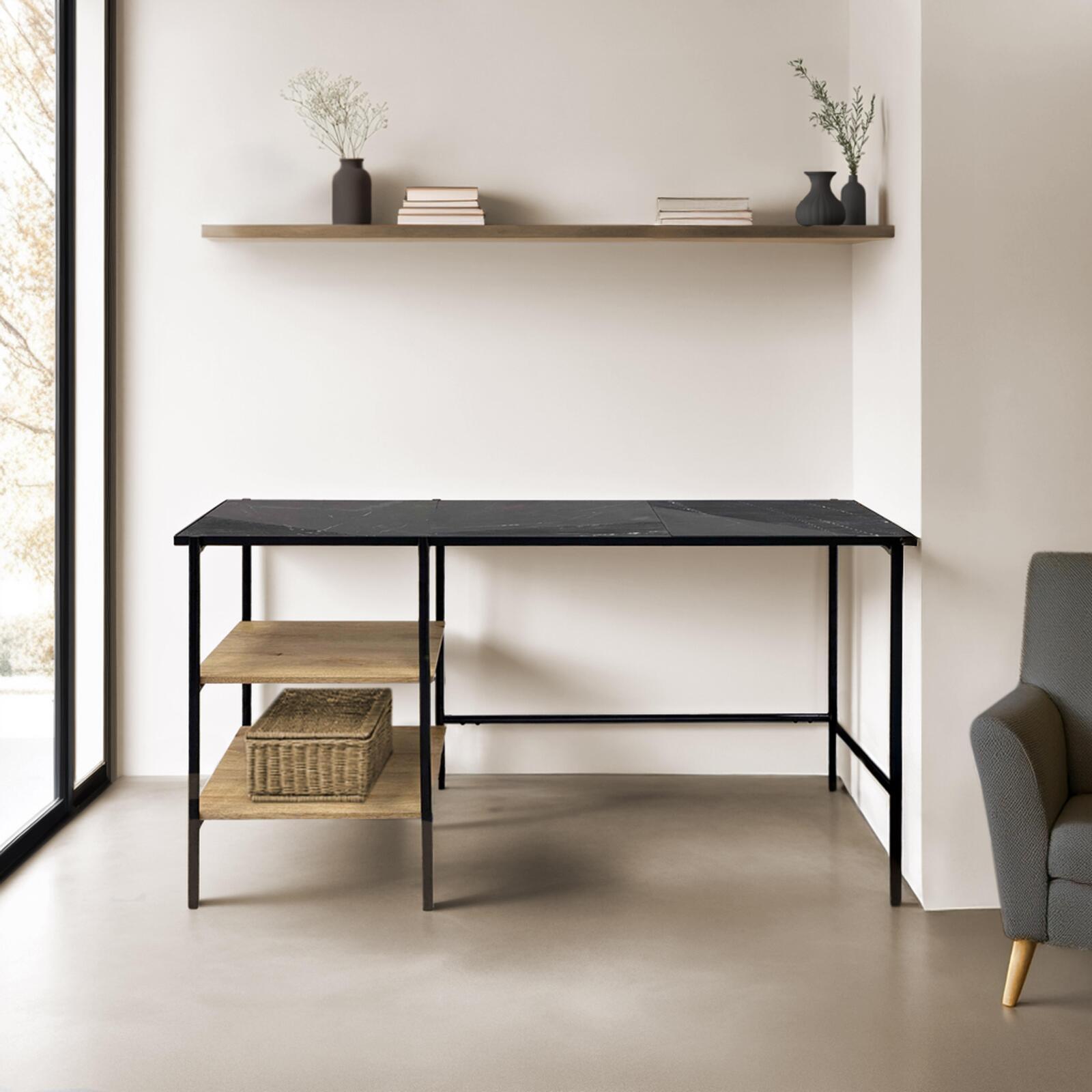 Bureau avec étagères en marbre et manguier