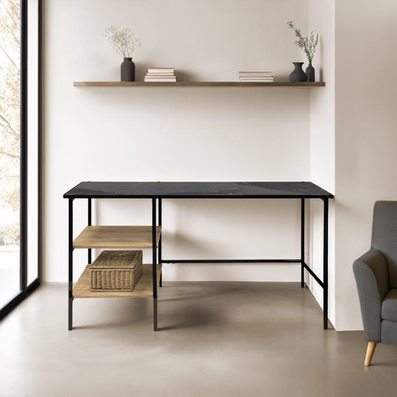 Bureau avec étagères en marbre et manguier