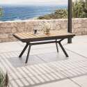 Table de jardin extensible rectangulaire (187/250 x 90 x 77 cm) en aluminium et effet bois