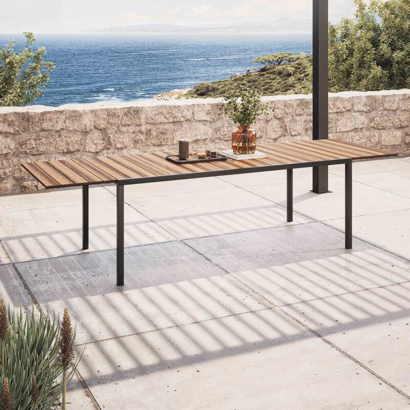 Table de jardin extensible rectangulaire avec 8 chaises et 2 chaises avec accoudoirs