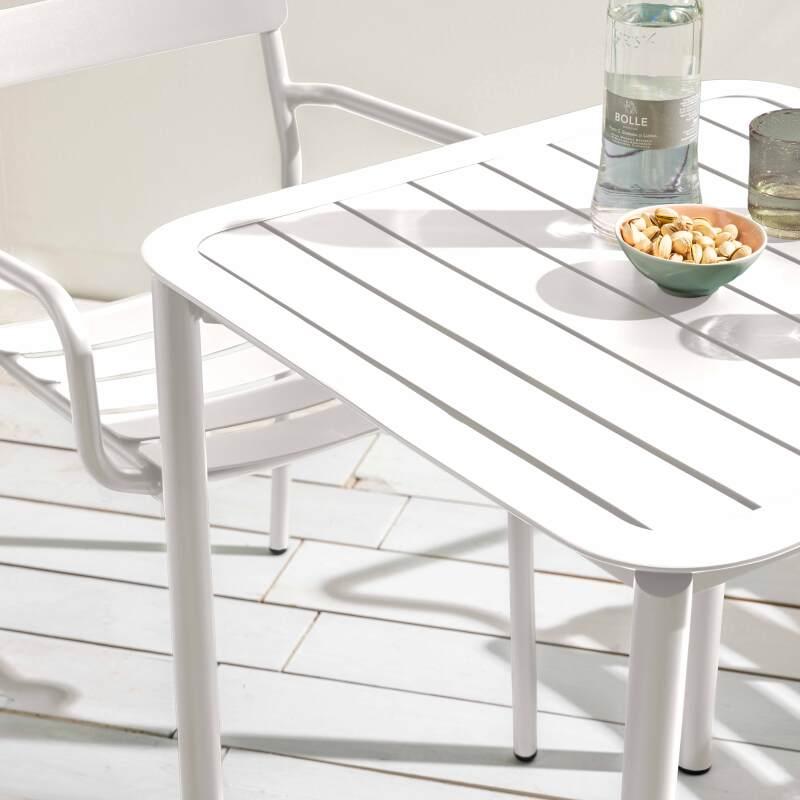 Table de jardin carrée empilable 70 x 70 cm en aluminium (2/7)