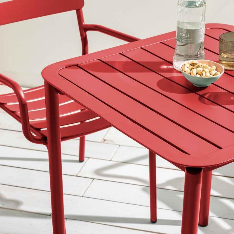 Table de jardin carrée empilable 70 x 70 cm en aluminium (2/7)