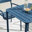 Table de terrasse carrée 70 x 70 cm et 4 chaises avec accoudoirs en aluminium