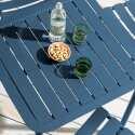 Table de terrasse carrée 70 x 70 cm et 2 chaises avec accoudoirs en aluminium