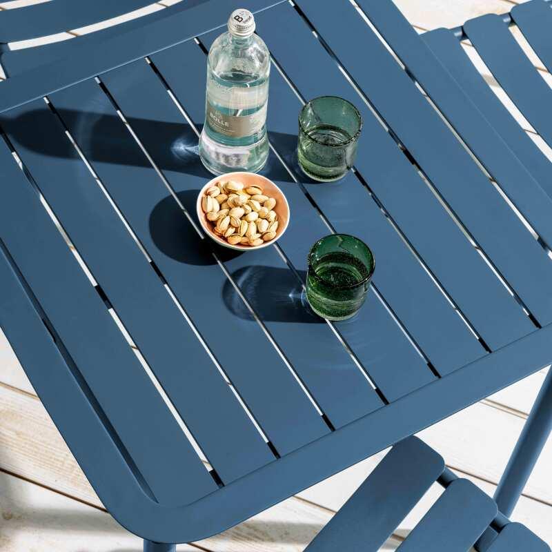 Table de terrasse carrée 70 x 70 cm et 2 chaises avec accoudoirs en aluminium (3/7)