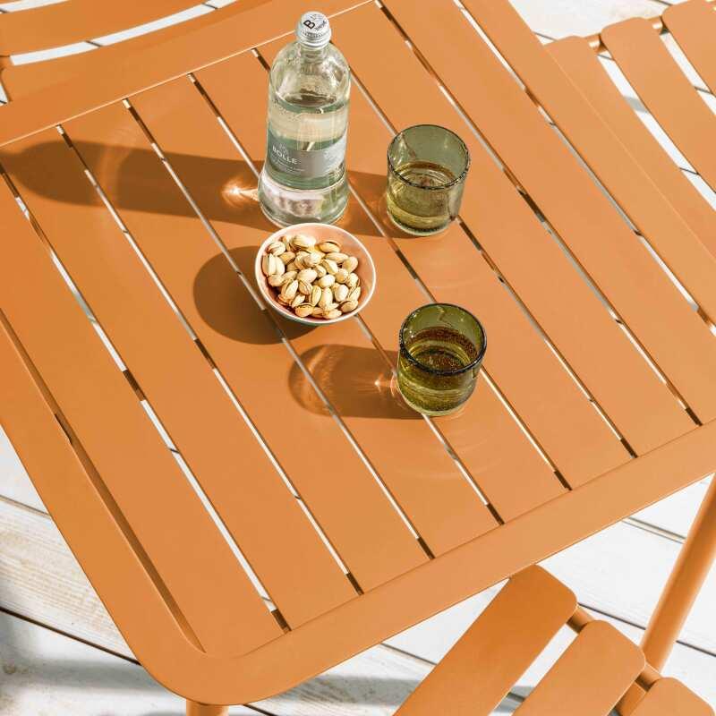 Table de terrasse carrée 70 x 70 cm et 2 chaises en aluminium (3/7)