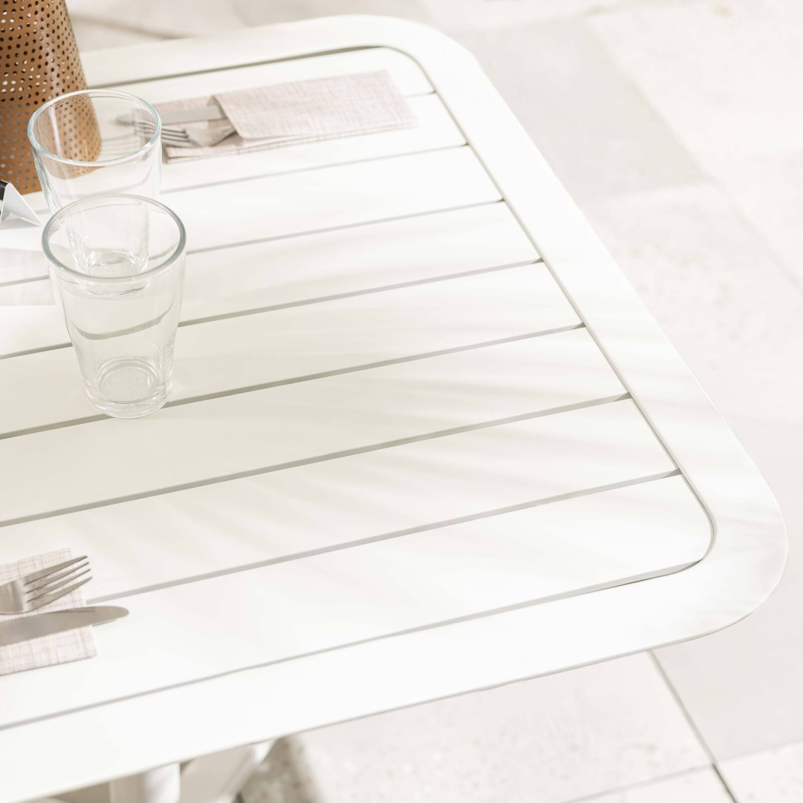 Plateau de table de terrasse carré 70 x 70 cm en aluminium