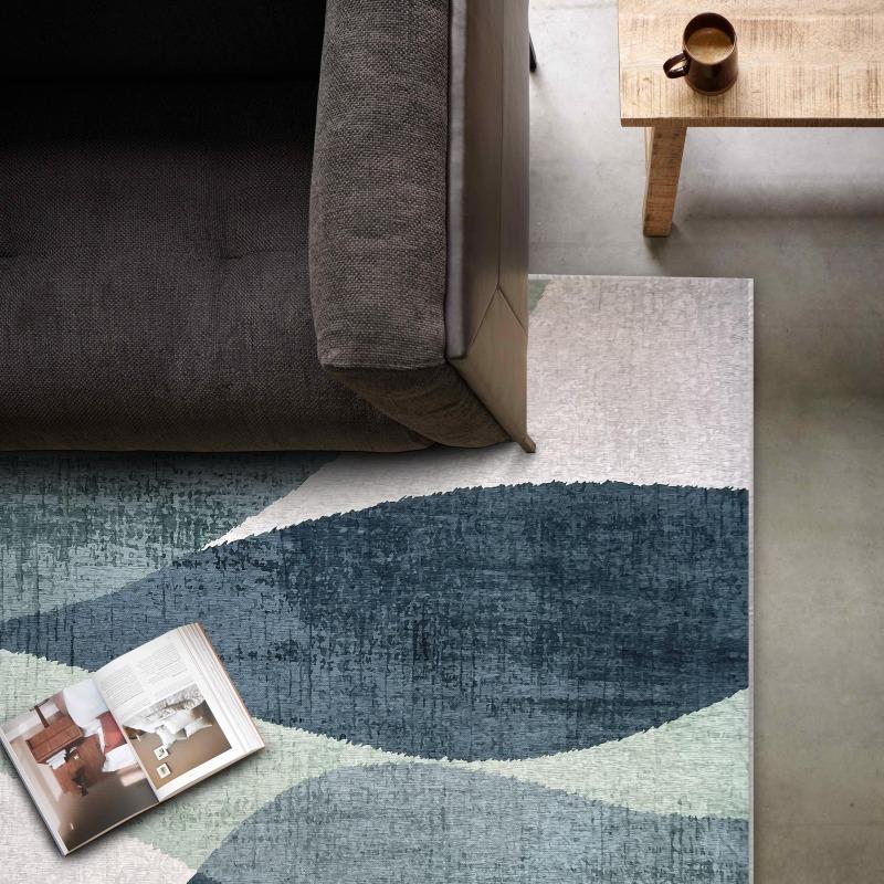 Tapis chenille rectangulaire en polyester à poils courts 