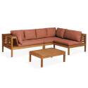 Salon de jardin bas d'angle 4 places avec table en bois d'eucalyptus FSC®