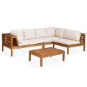 Salon de jardin bas d'angle 4 places avec table en bois d'eucalyptus FSC®