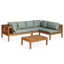 Salon de jardin bas d'angle 4 places avec table en bois d'eucalyptus FSC®