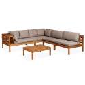 Salon de jardin bas d'angle 5 places avec table en bois d'eucalyptus FSC®