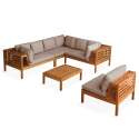 Salon de jardin bas 6 places avec table en bois d'eucalyptus FSC®