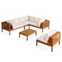 Salon de jardin bas 6 places avec table en bois d'eucalyptus FSC®