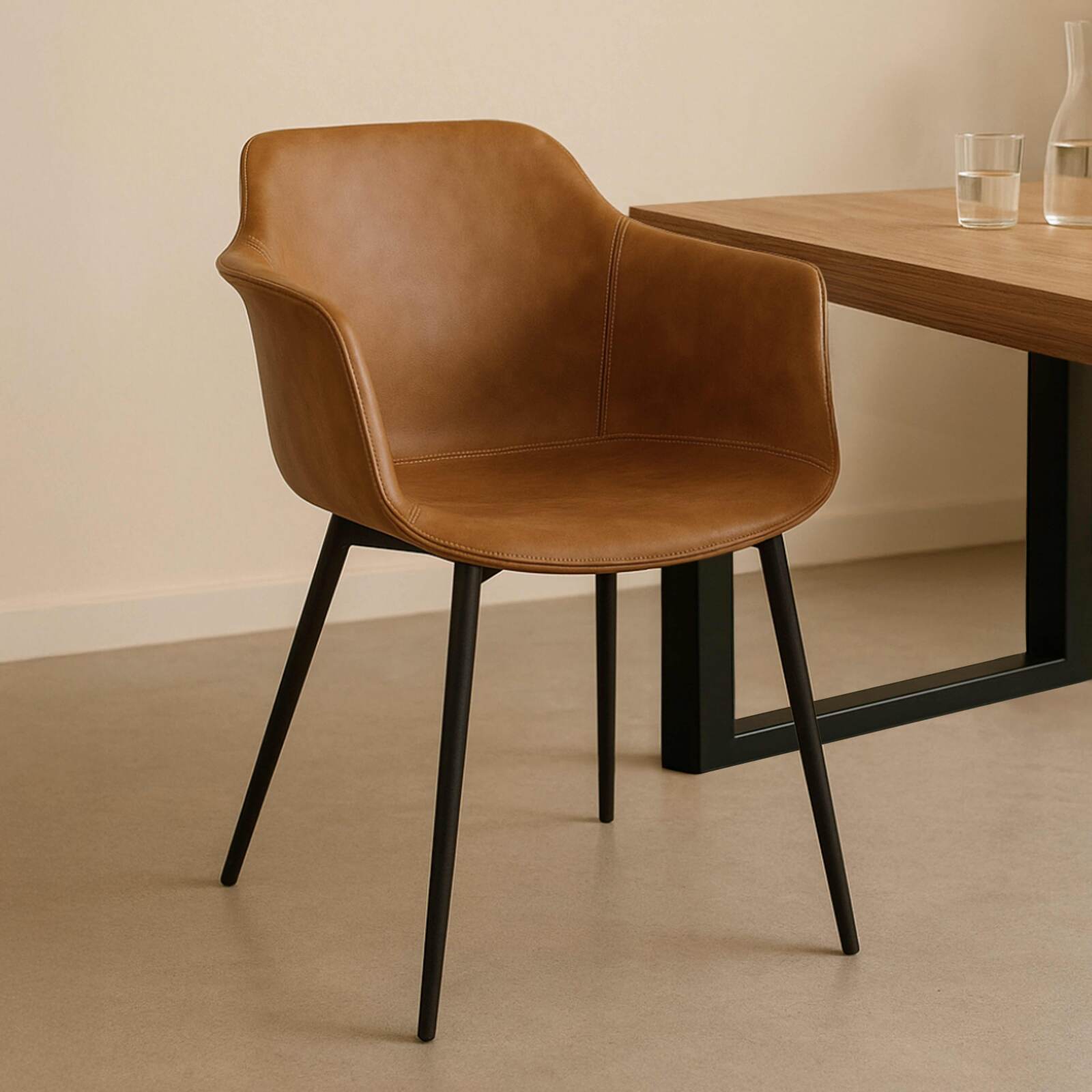 Lot de 2 fauteuils industriel en acier et textile enduit