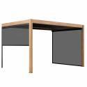 Pergola bioclimatique adossée 4x3m motorisée/éclairée effet bois en aluminium avec 1, 2 ou 3 stores