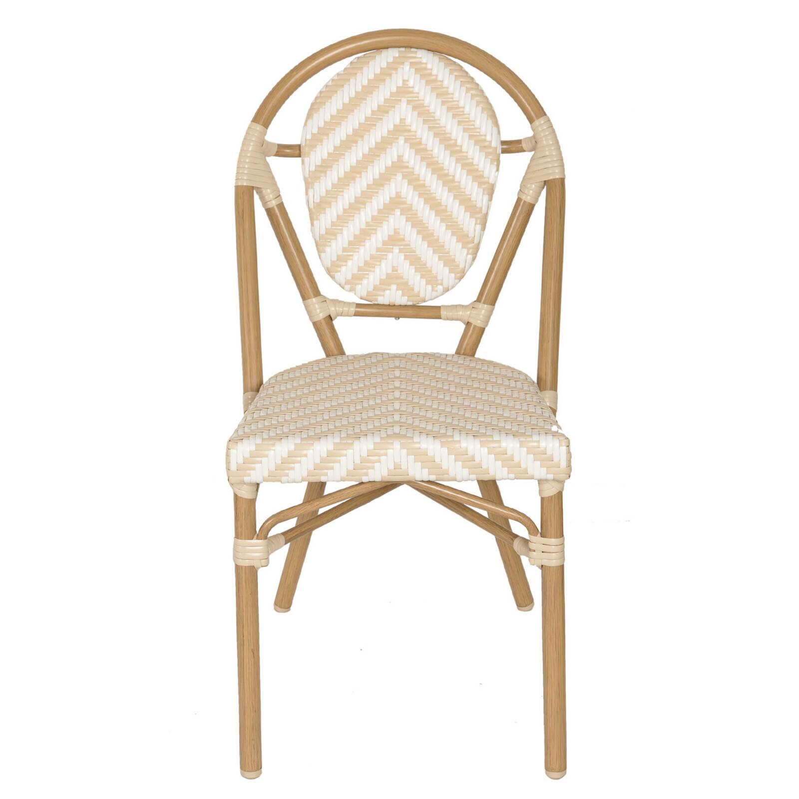 Chaise de jardin style bistrot parisien en aluminium et rotin synthétique Chaise de jardin style bistrot parisien en aluminium et rotin synthétique