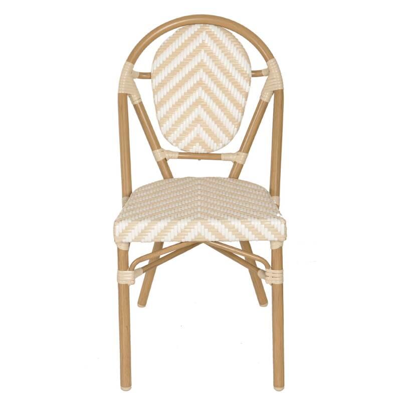 Chaise de jardin style bistrot parisien en aluminium et rotin synthétique