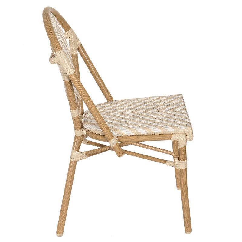 Chaise de jardin style bistrot parisien en aluminium et rotin synthétique