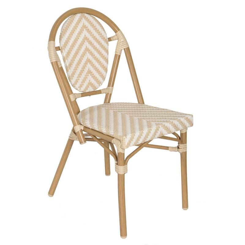 Chaise de jardin style bistrot parisien en aluminium et rotin synthétique