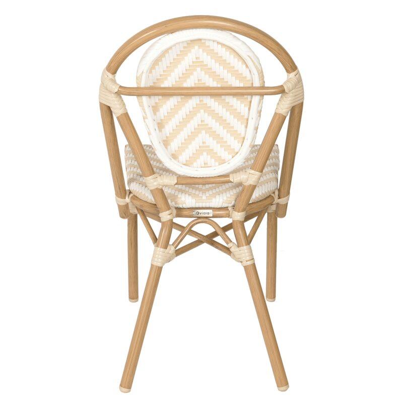 Chaise de jardin style bistrot parisien en aluminium et rotin synthétique