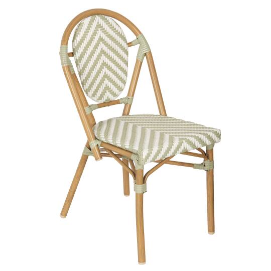Chaise de jardin bistrot parisien en aluminium et rotin synthétique, motif en chevrons | Oviala