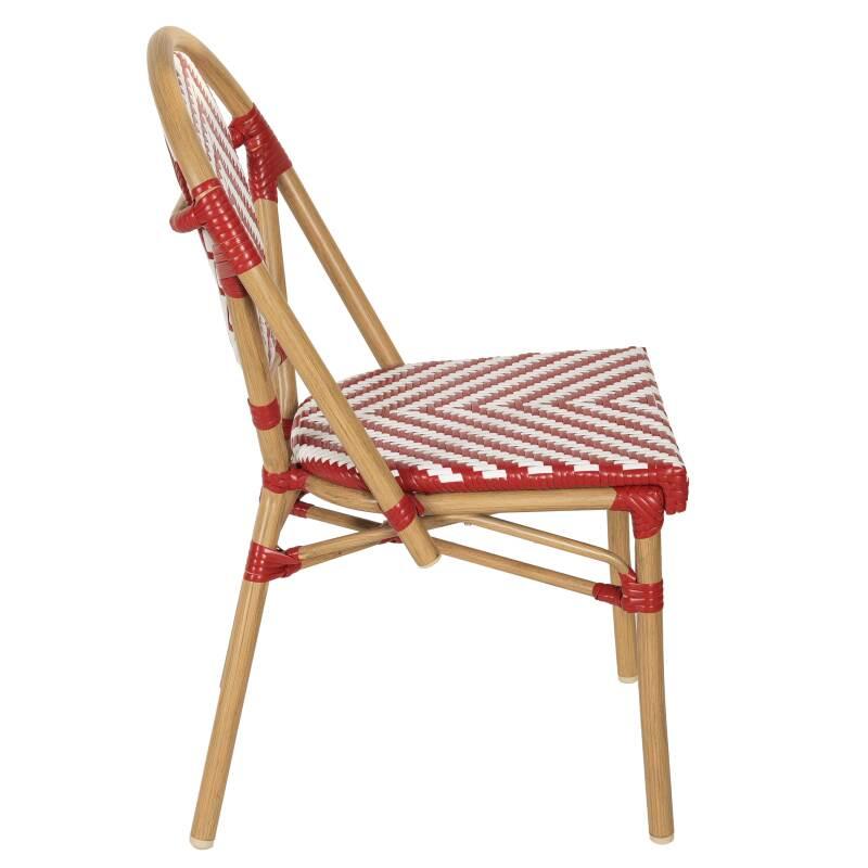 Chaise de jardin style bistrot parisien en aluminium et rotin synthétique (3/6)