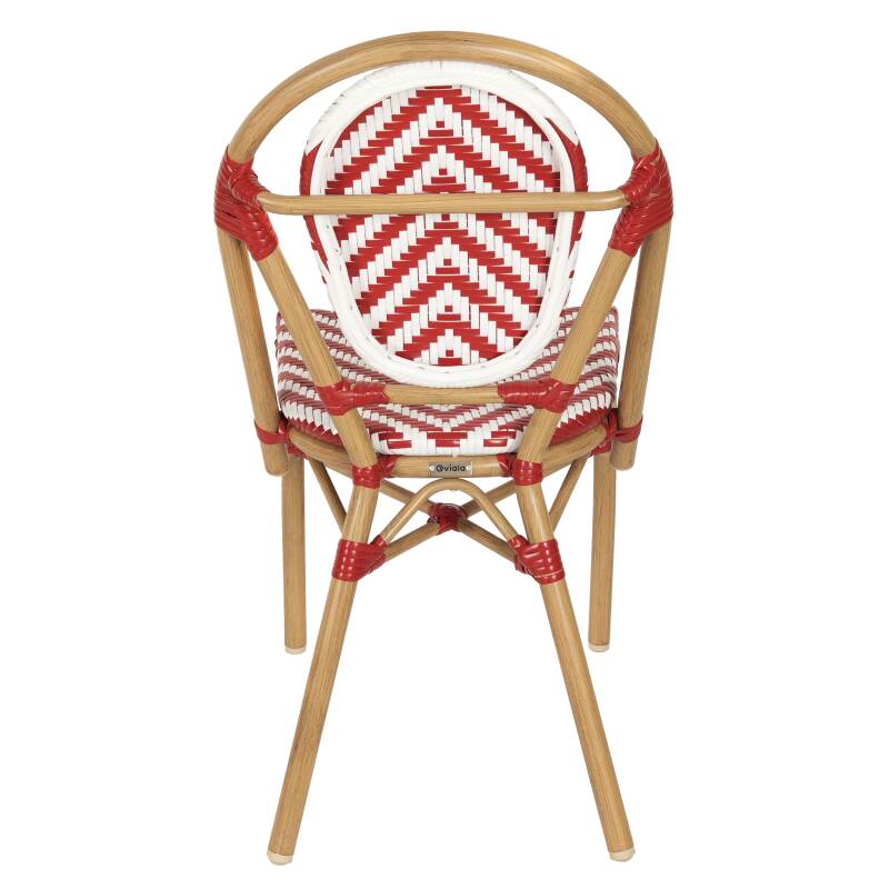 Chaise de jardin style bistrot parisien en aluminium et rotin synthétique (4/6)