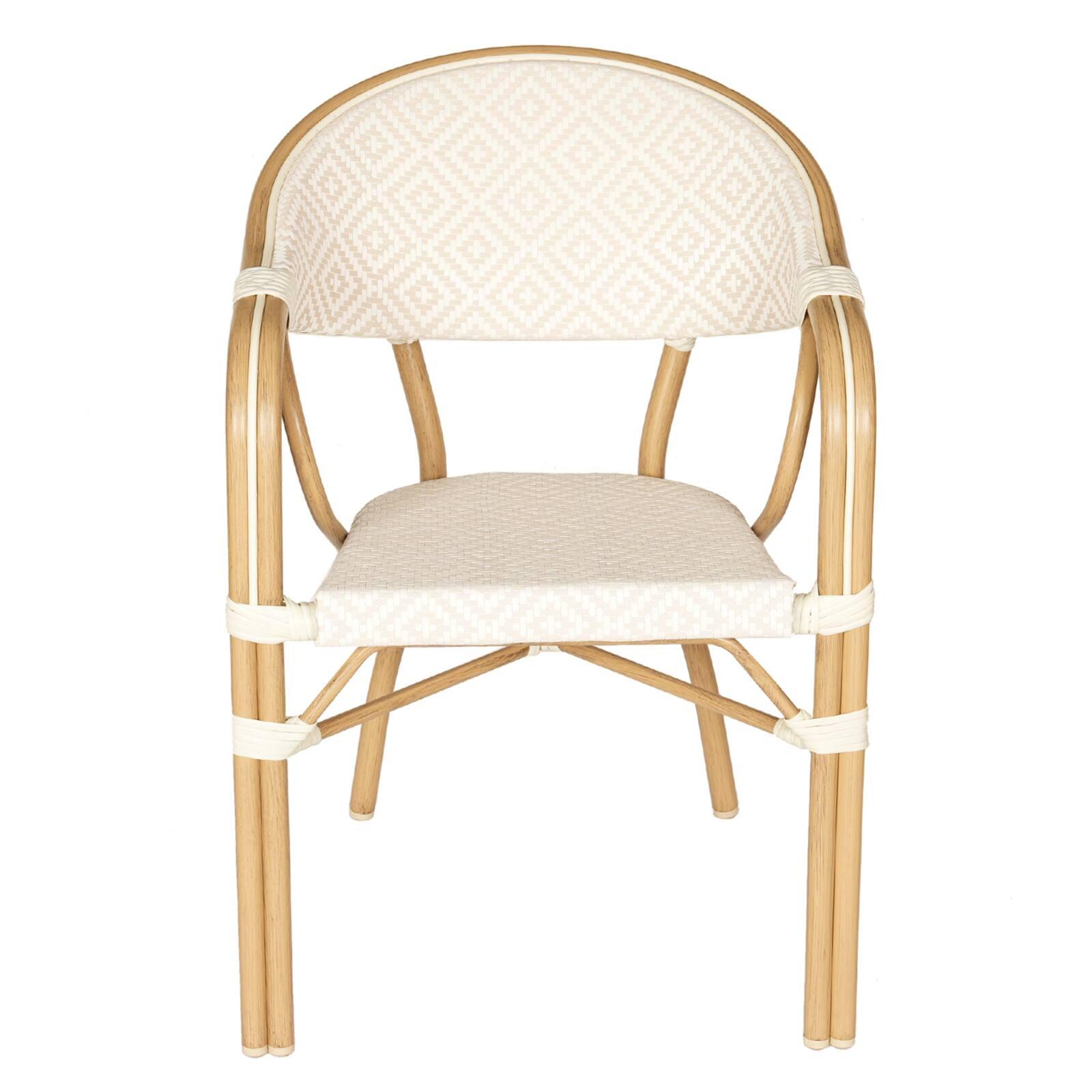 Chaise de jardin style bistrot parisien en aluminium et rotin synthétique