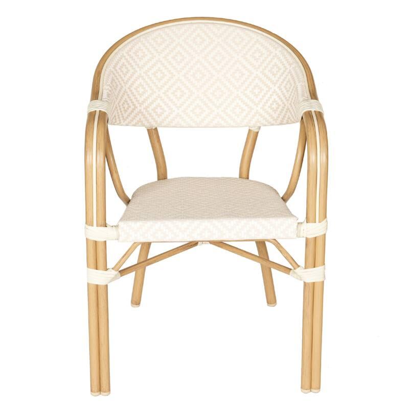 Chaise de jardin style bistrot parisien en aluminium et rotin synthétique