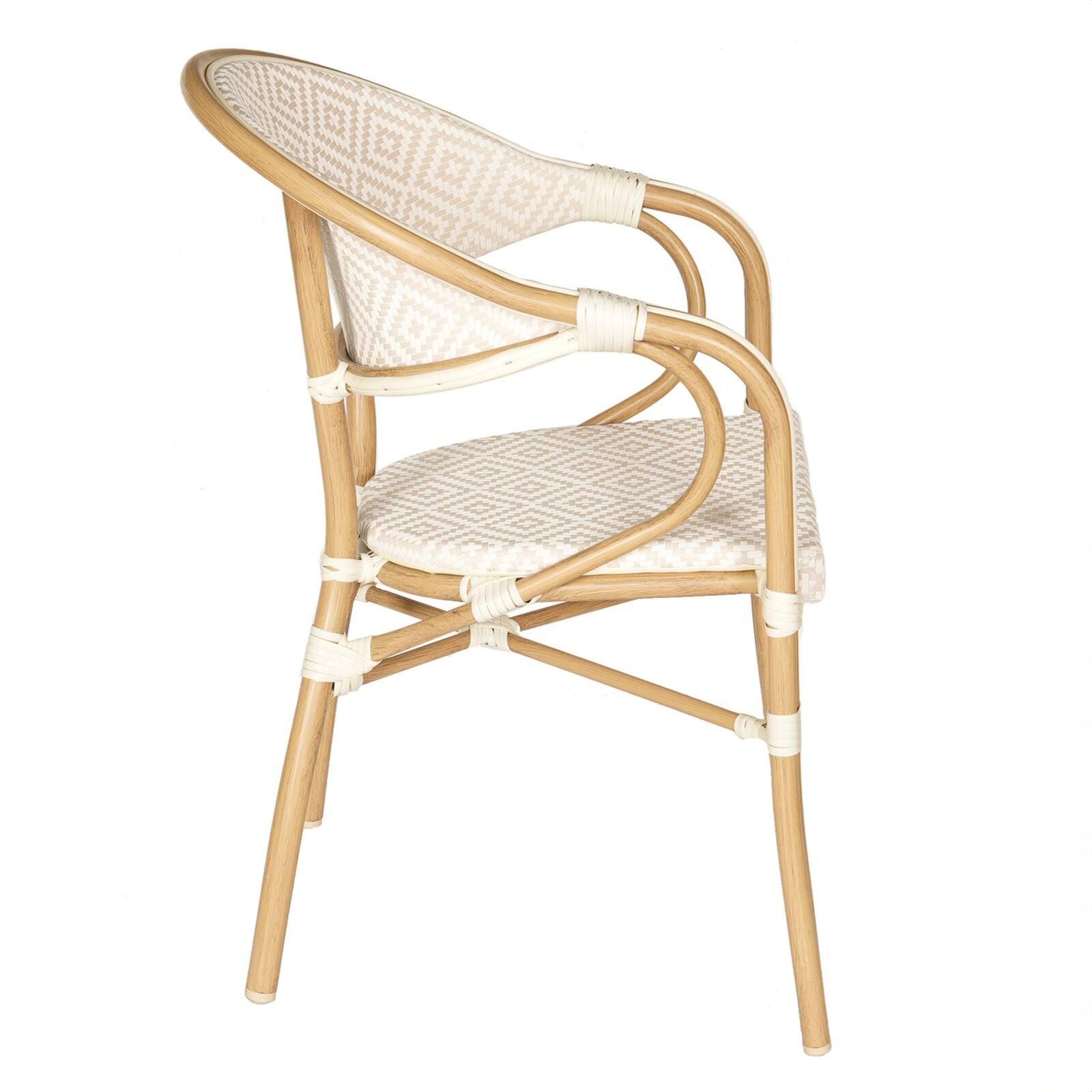 Chaise de jardin style bistrot parisien en aluminium et rotin synthétique