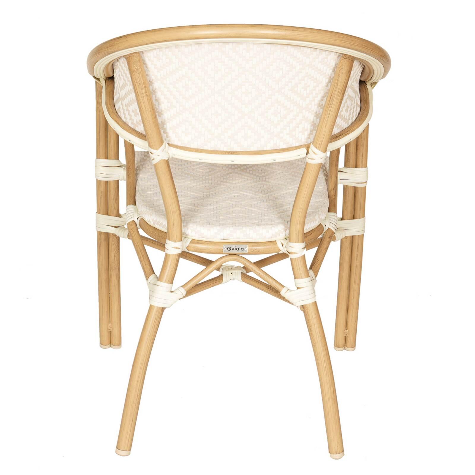 Chaise de jardin style bistrot parisien en aluminium et rotin synthétique