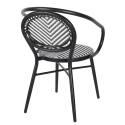 Chaise de jardin style bistrot parisien en aluminium et rotin synthétique