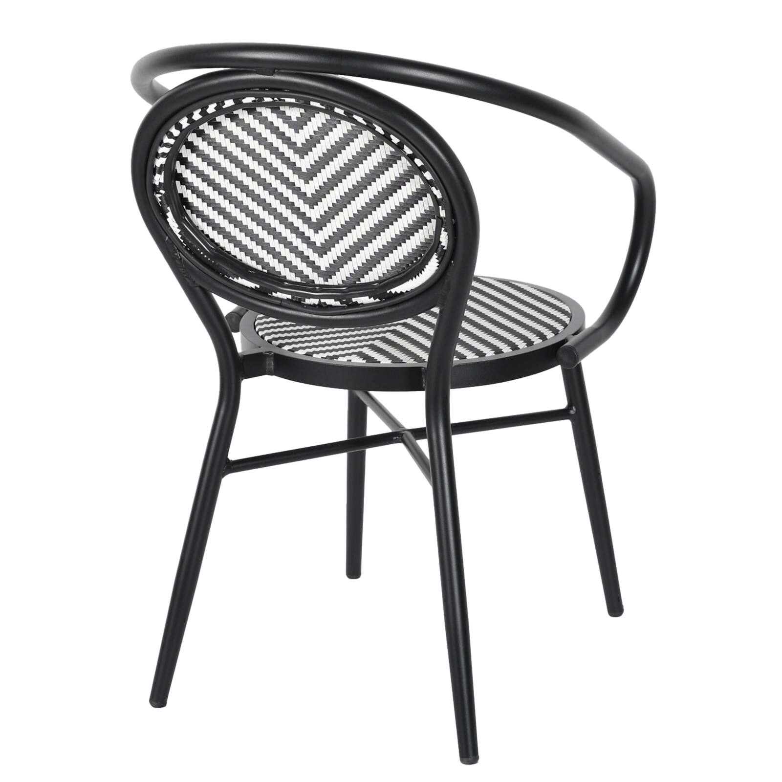 Chaise de jardin style bistrot parisien en aluminium et rotin synthétique